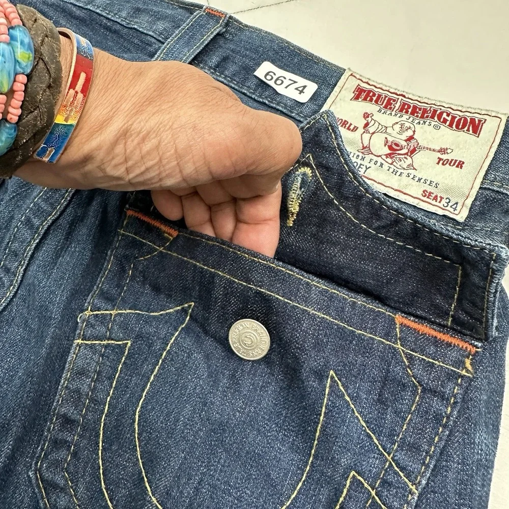 True Religion Joey Super T Bootcut Flared Jeans Mens 30x28 Blue VTG Y2K USA